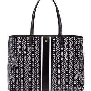Tory Burch Gemini Link Canvas Tote Bag-Black